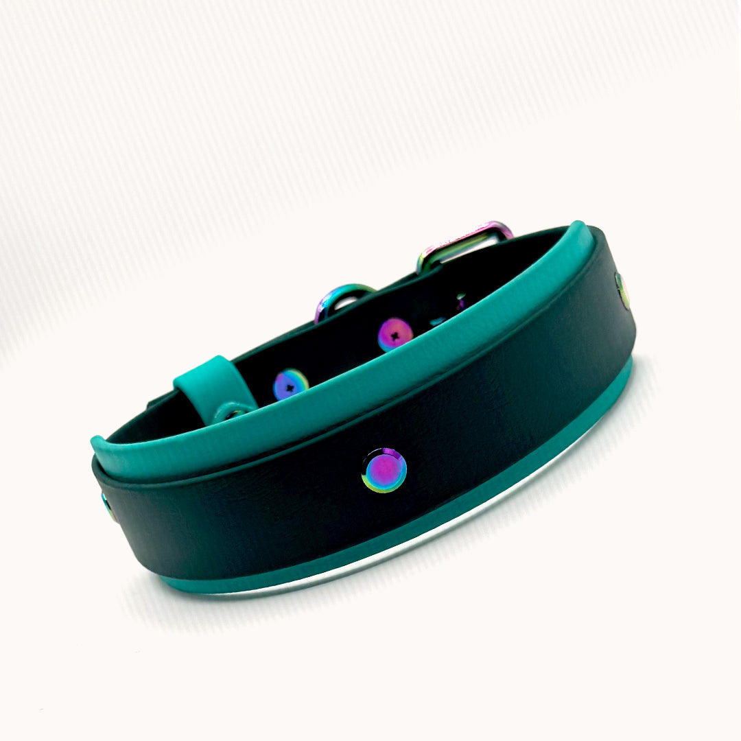 Collier ajustable double 1 1/2" (37 mm) - Turquoise/sapin